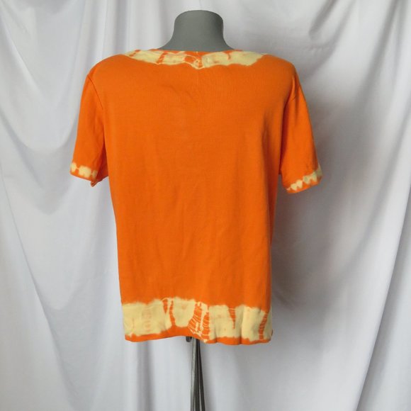 Cotton Ginny Orange Tie Dye Short Sleeve Cardigan - Picture 6 of 8